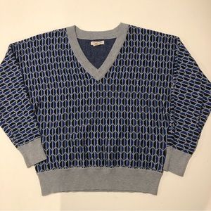 Christian Siriano Pullover V Neck Mens size Large Blue Grey and Black Color